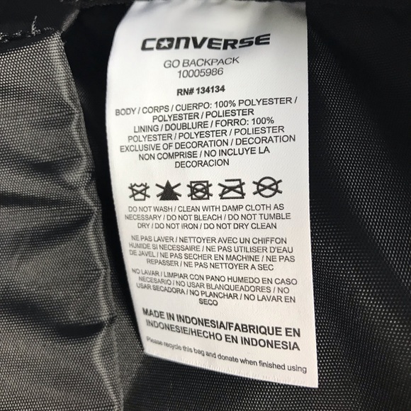 NWT Converse Go Backpack Flowers Black White 💐 - Picture 6 of 6